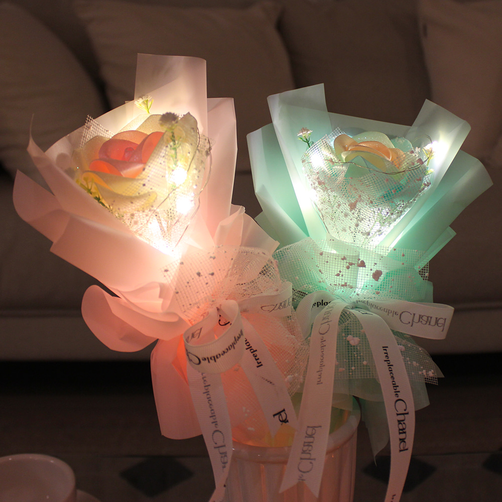 [각인선물] 기념일선물 장미 한 송이 LED 무드등 5종택1